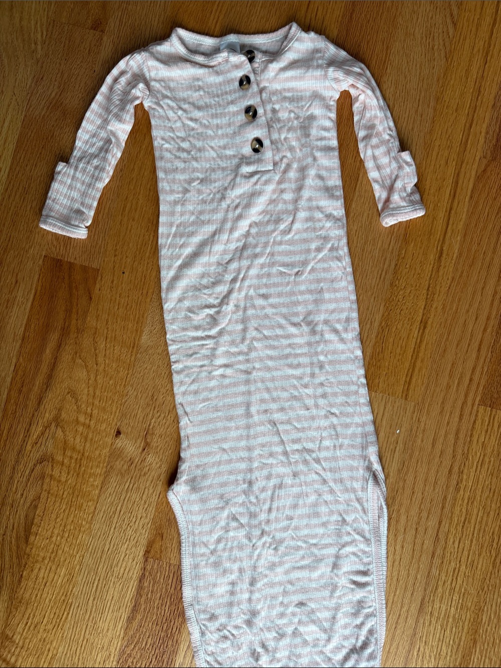 Lou Lou and Co Long Sleeve Knotted Gown - Pink and White Stripe
